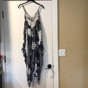 Blue and White Floral Romper